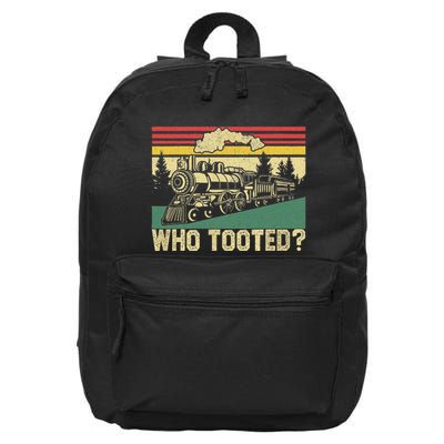 Who Tooted Funny Train Lover Collector Railroad 16 in Basic Backpack