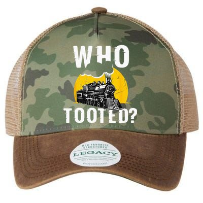 Who Tooted Funny Train Lover Cute Model Railroad Conductor Legacy Tie Dye Trucker Hat