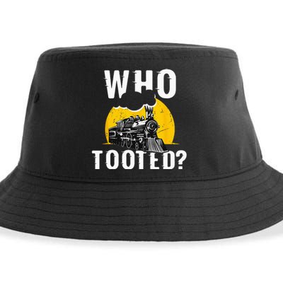 Who Tooted Funny Train Lover Cute Model Railroad Conductor Sustainable Bucket Hat