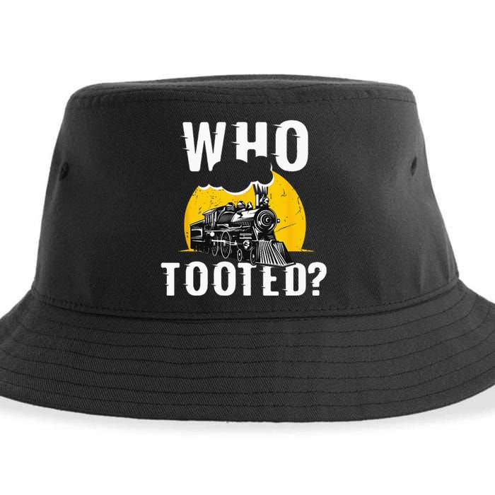 Who Tooted Funny Train Lover Cute Model Railroad Conductor Sustainable Bucket Hat