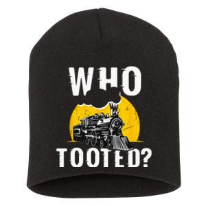 Who Tooted Funny Train Lover Cute Model Railroad Conductor Short Acrylic Beanie