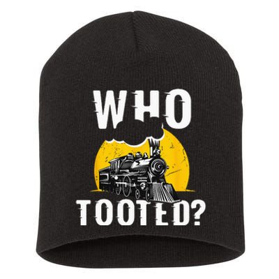 Who Tooted Funny Train Lover Cute Model Railroad Conductor Short Acrylic Beanie