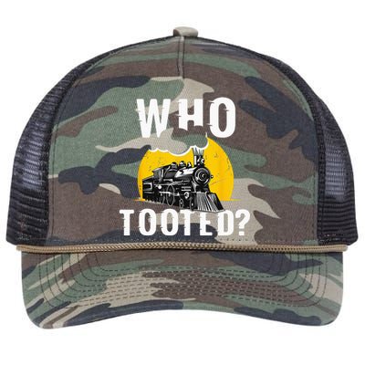 Who Tooted Funny Train Lover Cute Model Railroad Conductor Retro Rope Trucker Hat Cap