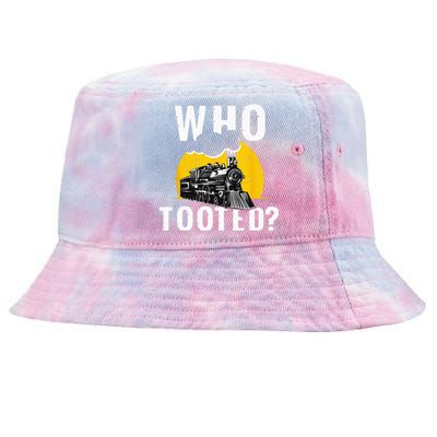 Who Tooted Funny Train Lover Cute Model Railroad Conductor Tie-Dyed Bucket Hat