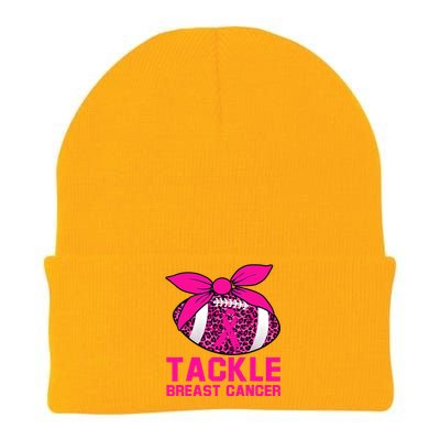 Woman Tackle Football Pink Ribbon Breast Cancer Awareness Knit Cap Winter Beanie