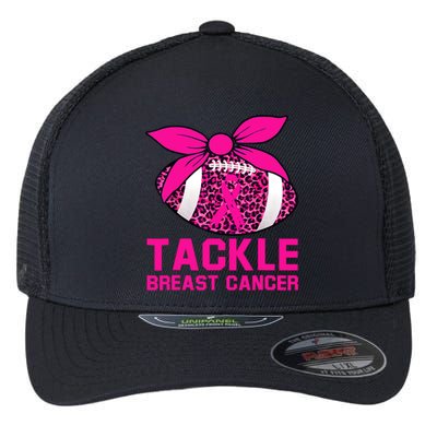 Woman Tackle Football Pink Ribbon Breast Cancer Awareness Flexfit Unipanel Trucker Cap