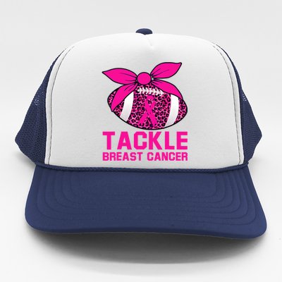 Woman Tackle Football Pink Ribbon Breast Cancer Awareness Trucker Hat