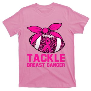 Woman Tackle Football Pink Ribbon Breast Cancer Awareness T-Shirt