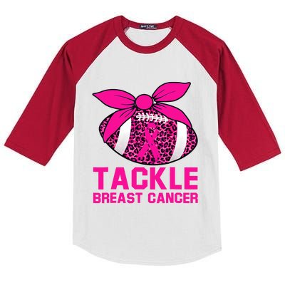 Woman Tackle Football Pink Ribbon Breast Cancer Awareness Kids Colorblock Raglan Jersey