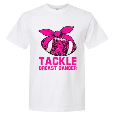 Woman Tackle Football Pink Ribbon Breast Cancer Awareness Garment-Dyed Heavyweight T-Shirt