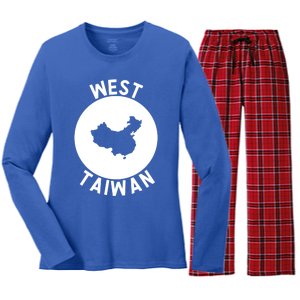 West Taiwan Funny China Map Cute Gift Women's Long Sleeve Flannel Pajama Set 