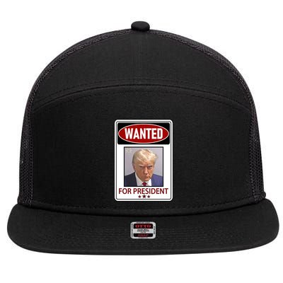 Wanted Trump For President 7 Panel Mesh Trucker Snapback Hat
