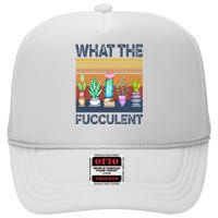 What The Fucculent Cactus Succulents Gardening Retro Vintage High Crown Mesh Back Trucker Hat