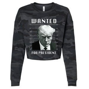 Wanted Trump For President Trump Mug Shot Never Surrender Cropped Pullover Crew