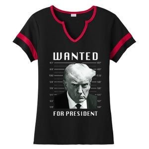 Wanted Trump For President Trump Mug Shot Never Surrender Ladies Halftime Notch Neck Tee