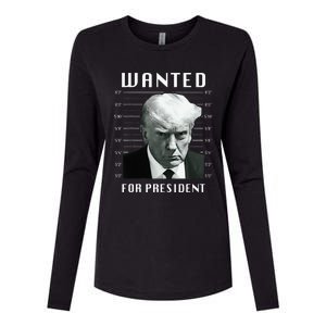 Wanted Trump For President Trump Mug Shot Never Surrender Womens Cotton Relaxed Long Sleeve T-Shirt