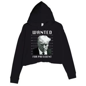 Wanted Trump For President Trump Mug Shot Never Surrender Crop Fleece Hoodie