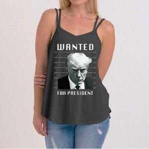 Wanted Trump For President Trump Mug Shot Never Surrender Women's Strappy Tank