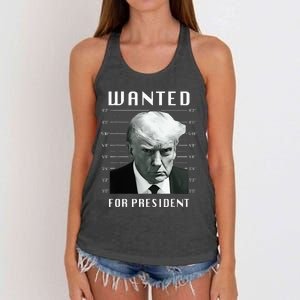 Wanted Trump For President Trump Mug Shot Never Surrender Women's Knotted Racerback Tank