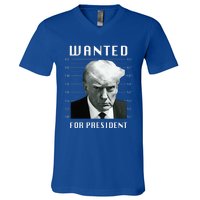 Wanted Trump For President Trump Mug Shot Never Surrender V-Neck T-Shirt