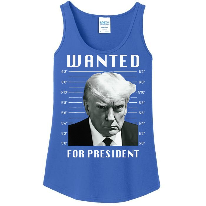 Wanted Trump For President Trump Mug Shot Never Surrender Ladies Essential Tank