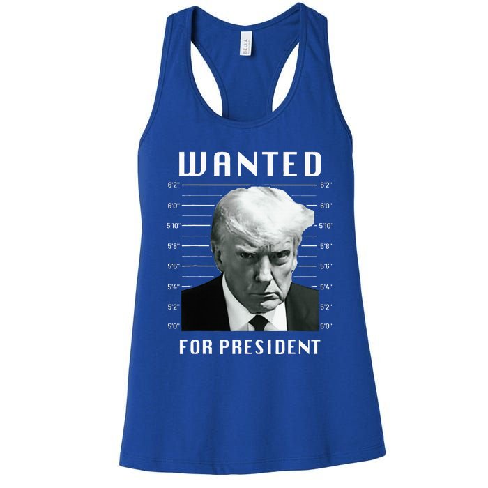 Wanted Trump For President Trump Mug Shot Never Surrender Women's Racerback Tank