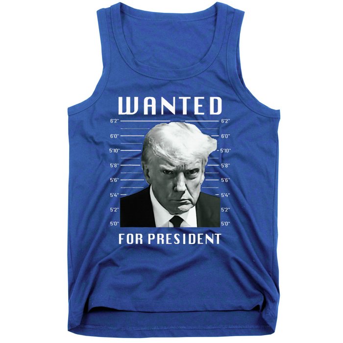 Wanted Trump For President Trump Mug Shot Never Surrender Tank Top