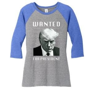 Wanted Trump For President Trump Mug Shot Never Surrender Women's Tri-Blend 3/4-Sleeve Raglan Shirt