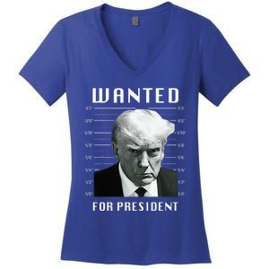 Wanted Trump For President Trump Mug Shot Never Surrender Women's V-Neck T-Shirt