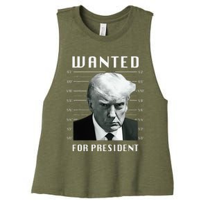 Wanted Trump For President Trump Mug Shot Never Surrender Women's Racerback Cropped Tank