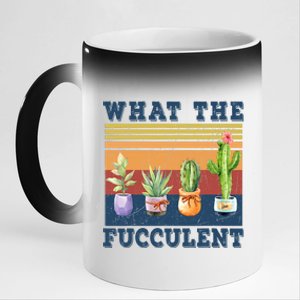 What The Fucculent Cactus Succulents Plants Gardening Gift 11oz Black Color Changing Mug