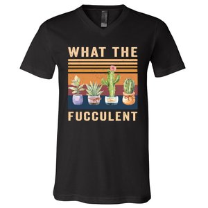 What The Fucculent Cactus Succulents Plants Gardening Gift V-Neck T-Shirt