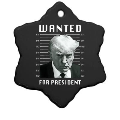 Wanted Trump For President Trump Mug Shot Never Surrender Ceramic Star Ornament