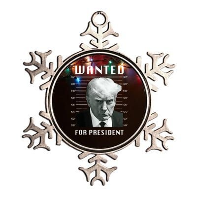 Wanted Trump For President Trump Mug Shot Never Surrender Metallic Star Ornament