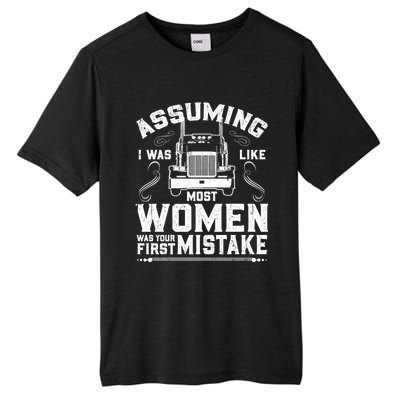 Wo Trucker Female Truck Driver Funny Gift Tall Fusion ChromaSoft Performance T-Shirt