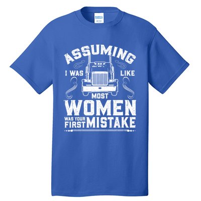 Wo Trucker Female Truck Driver Funny Gift Tall T-Shirt