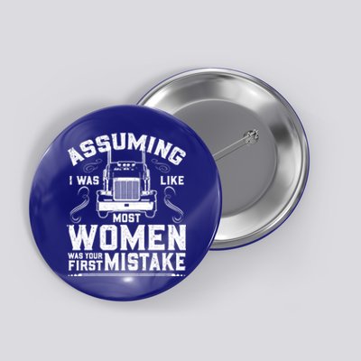 Wo Trucker Female Truck Driver Funny Gift Button