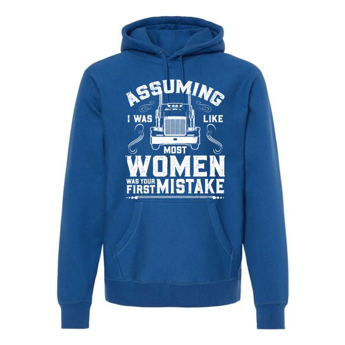 Wo Trucker Female Truck Driver Funny Gift Premium Hoodie