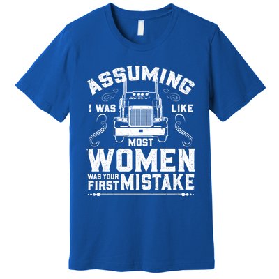 Wo Trucker Female Truck Driver Funny Gift Premium T-Shirt