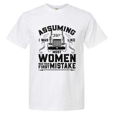 Wo Trucker Female Truck Driver Funny Gift Garment-Dyed Heavyweight T-Shirt