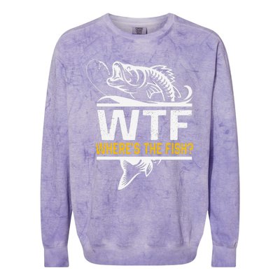 Wheres The Fish Wtf Funny Fishing Colorblast Crewneck Sweatshirt