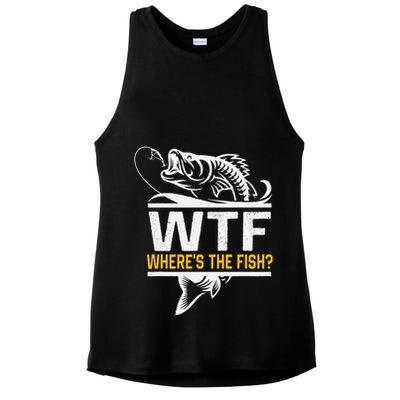 Wheres The Fish Wtf Funny Fishing Ladies PosiCharge Tri-Blend Wicking Tank