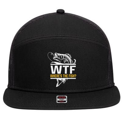 Wheres The Fish Wtf Funny Fishing 7 Panel Mesh Trucker Snapback Hat