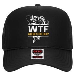 Wheres The Fish Wtf Funny Fishing High Crown Mesh Back Trucker Hat