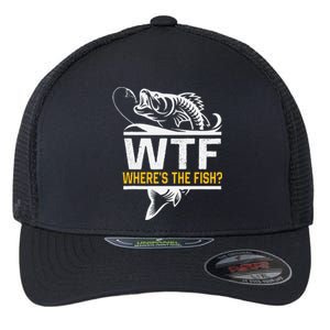 Wheres The Fish Wtf Funny Fishing Flexfit Unipanel Trucker Cap