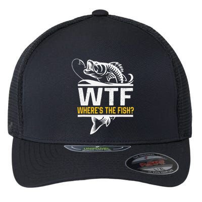 Wheres The Fish Wtf Funny Fishing Flexfit Unipanel Trucker Cap
