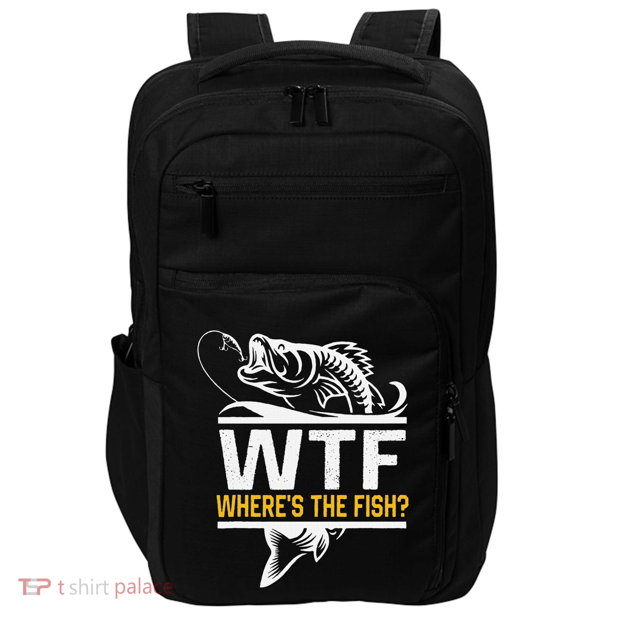 Wheres The Fish Wtf Funny Fishing Impact Tech Backpack