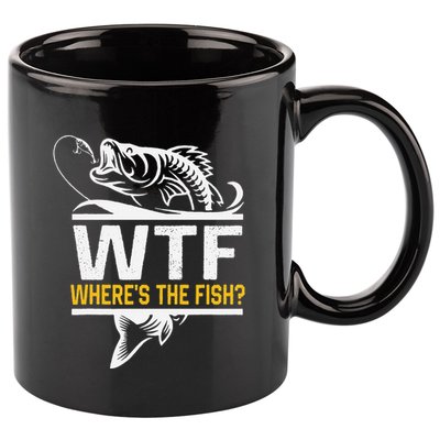 Wheres The Fish Wtf Funny Fishing 11oz C Handle Ceramic Mug