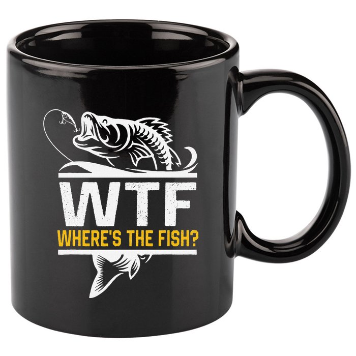 Wheres The Fish Wtf Funny Fishing 11oz C Handle Ceramic Mug