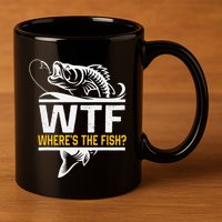 Wheres The Fish Wtf Funny Fishing 11oz C Handle Ceramic Mug